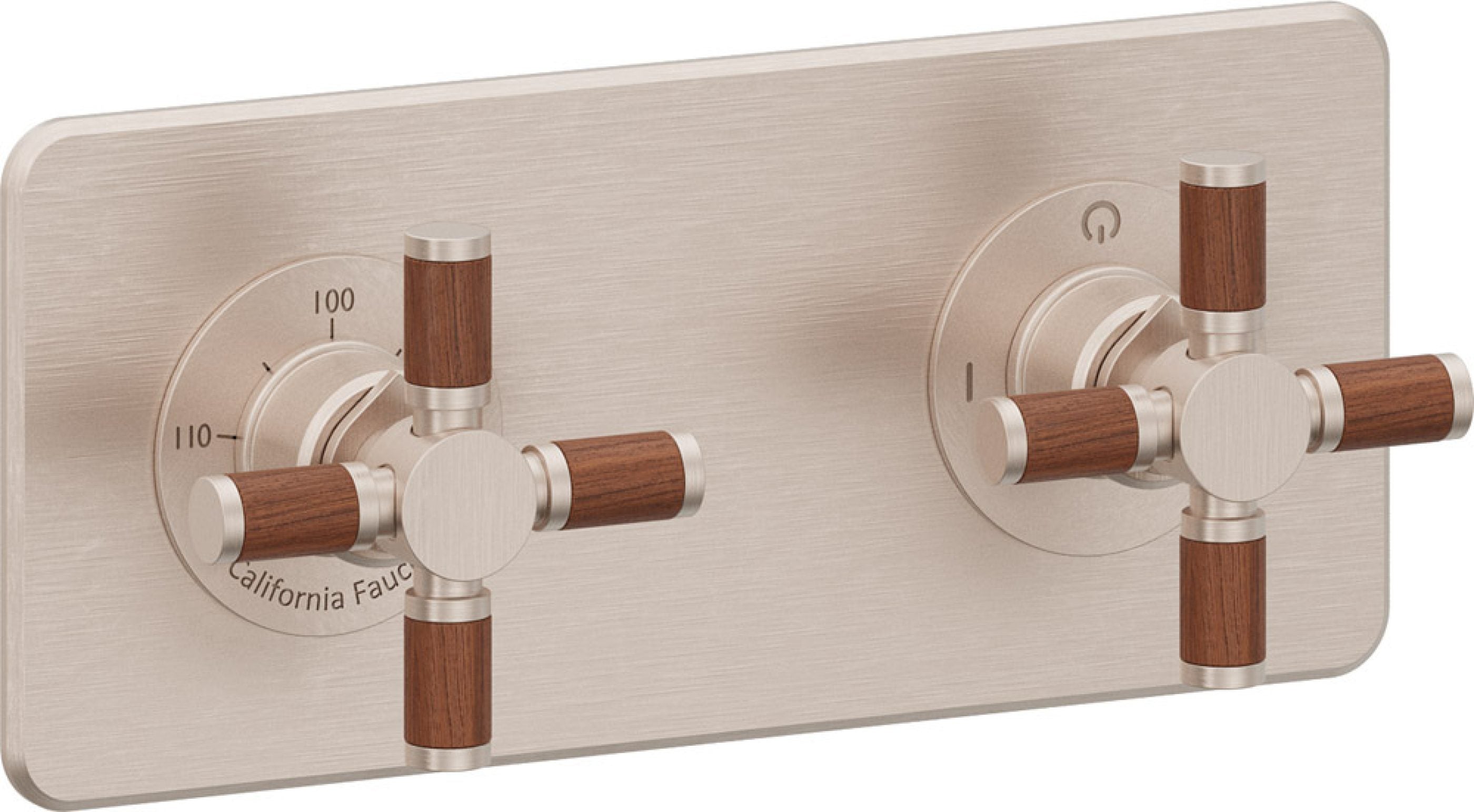 California Faucets Descanso StyleTherm Vista™ - Placa Cuadrada Sencilla (9" x 4") - Níquel Satinado