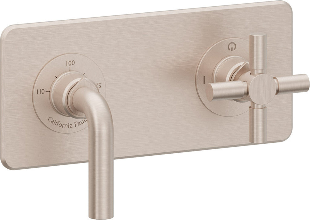 California Faucets Descanso StyleTherm Vista™ - Placa Cuadrada Sencilla (9" x 4") - Níquel Satinado