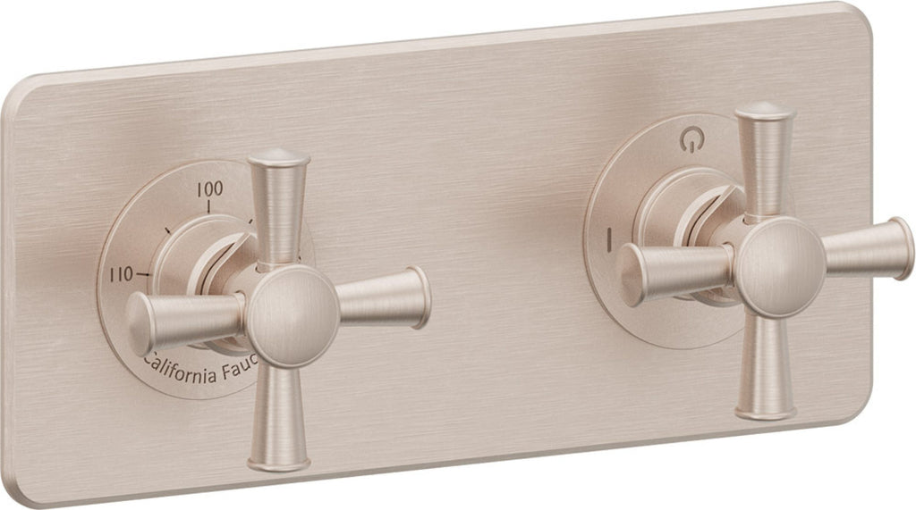 California Faucets Miramar StyleTherm Vista™ - Placa Cuadrada Sencilla (9" x 4") - Níquel Satinado