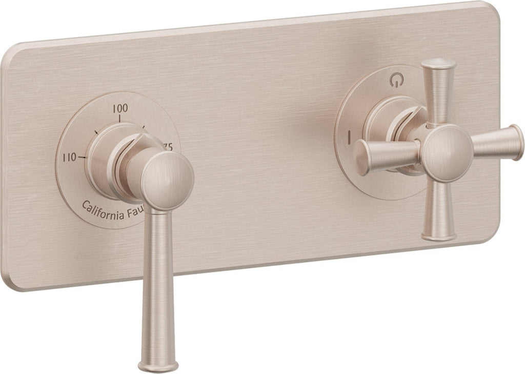 California Faucets Miramar StyleTherm Vista™ - Placa Cuadrada Sencilla (9" x 4") - Níquel Satinado