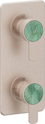 California Faucets Capitola StyleTherm Vista con Control de Dos Salidas y Paro - Placa Quad - Níquel Satinado