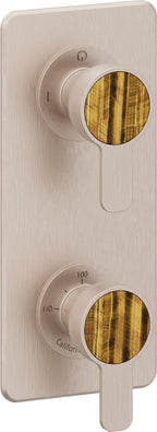 California Faucets Capitola StyleTherm Vista con Control de Dos Salidas y Paro - Placa Quad - Níquel Satinado