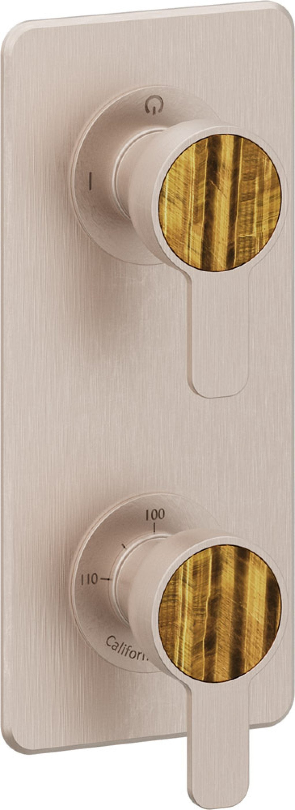 California Faucets Capitola StyleTherm Vista con Control de Dos Salidas - Placa Quad - Níquel Satinado