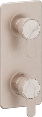 California Faucets Capitola StyleTherm Vista con Control de Dos Salidas - Placa Quad - Níquel Satinado
