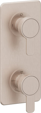 California Faucets Capitola StyleTherm Vista con Control de Dos Salidas y Paro - Placa Quad - Níquel Satinado