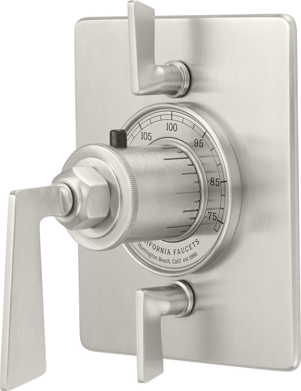California Faucets Steampunk Bay StyleTherm con Control de Volumen Doble - Placa Plana - Níquel Satinado
