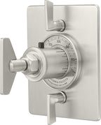 California Faucets Steampunk Bay StyleTherm con Control de Volumen Doble - Placa Plana - Níquel Satinado