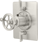 California Faucets Steampunk Bay StyleTherm con Control de Volumen Doble - Placa Plana - Níquel Satinado