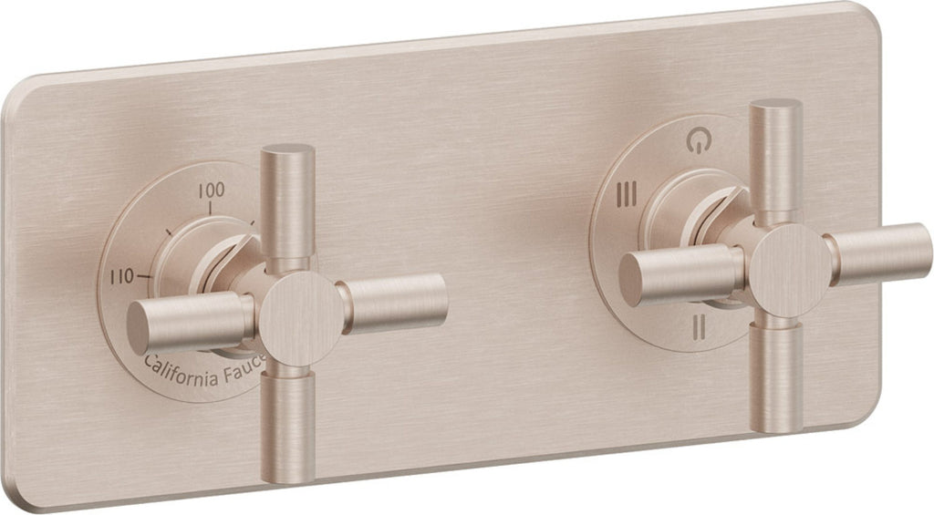 California Faucets Descanso StyleTherm Vista™ - Placa Cuadrada Sencilla (9" x 4") - Níquel Satinado