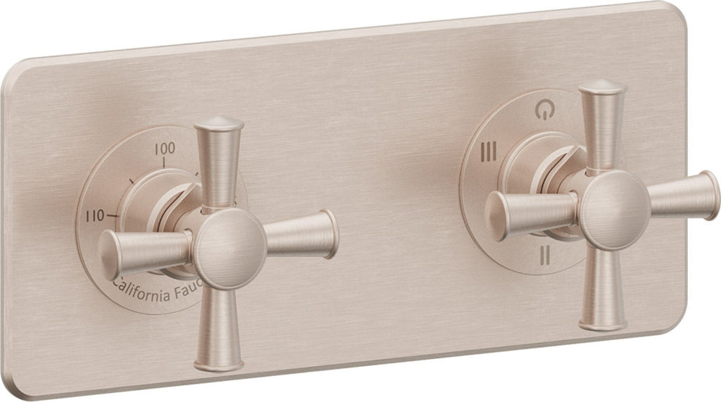 California Faucets Miramar StyleTherm Vista™ - Placa Cuadrada Sencilla (9" x 4") - Níquel Satinado