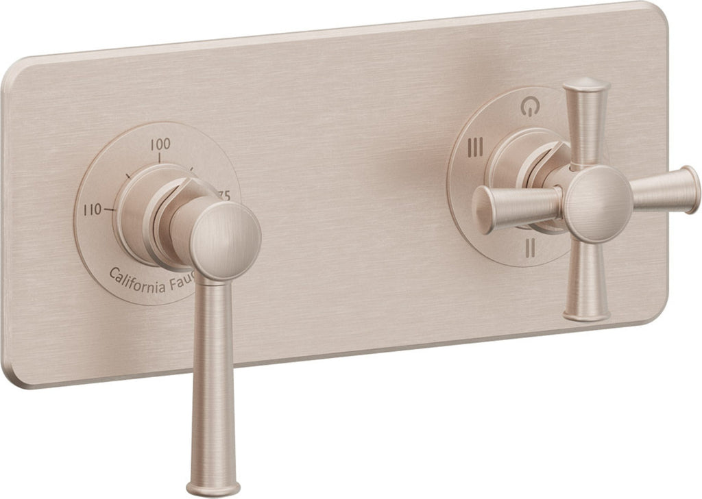 California Faucets Miramar StyleTherm Vista™ - Placa Cuadrada Sencilla (9" x 4") - Níquel Satinado