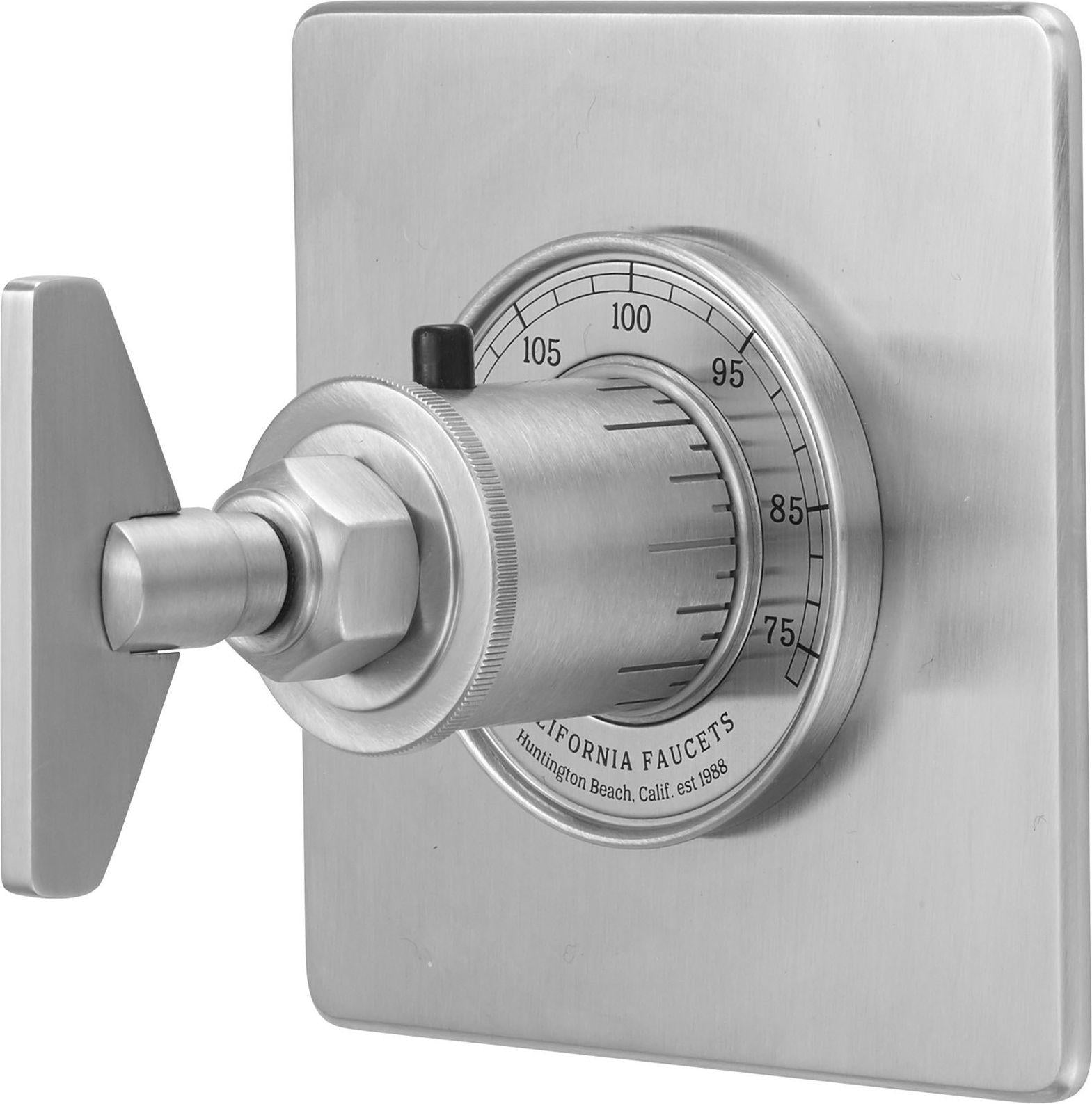 California Faucets Steampunk Bay StyleTherm Termostático de 3/4" - Placa Plana - Níquel Satinado