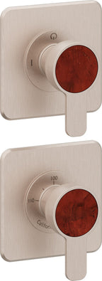 California Faucets Capitola StyleTherm Vista con Control de Una Salida - Placa Doble Quad - Níquel Satinado