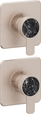 California Faucets Capitola StyleTherm Vista con Control de Dos Salidas - Placa Doble Quad - Níquel Satinado