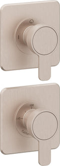 California Faucets Capitola StyleTherm Vista con Control de Dos Salidas - Placa Doble Quad - Níquel Satinado