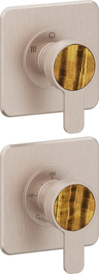 California Faucets Capitola StyleTherm Vista con Control de Tres Salidas - Placa Doble Quad - Níquel Satinado