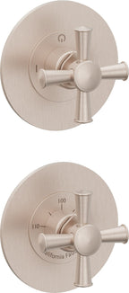California Faucets Miramar StyleTherm Vista™ - Dos Placas Redondas (4" c/u) - Níquel Satinado
