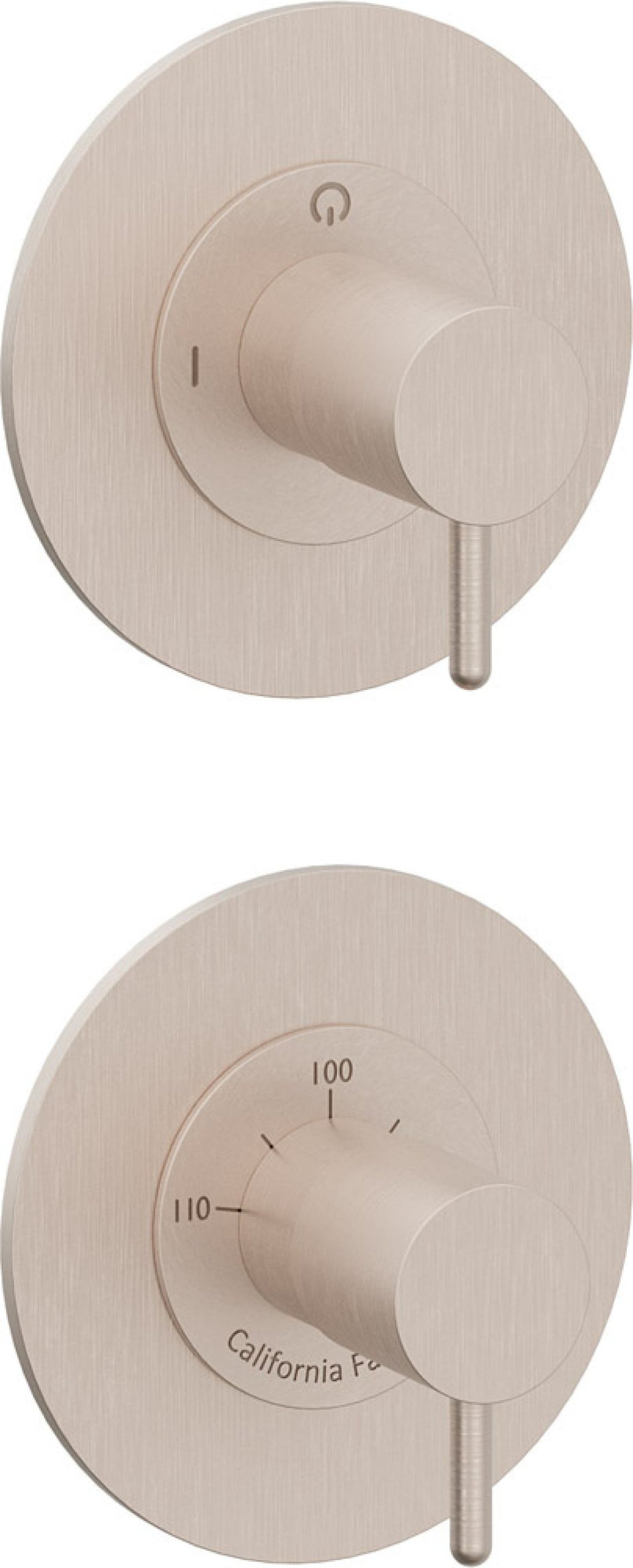 California Faucets Avalon StyleTherm Vista™ - Dos Placas Redondas (4" c/u) - Níquel Satinado