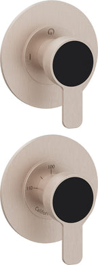 California Faucets Capitola StyleTherm Vista con Control de Una Salida - Placa Doble Rectangular - Níquel Satinado