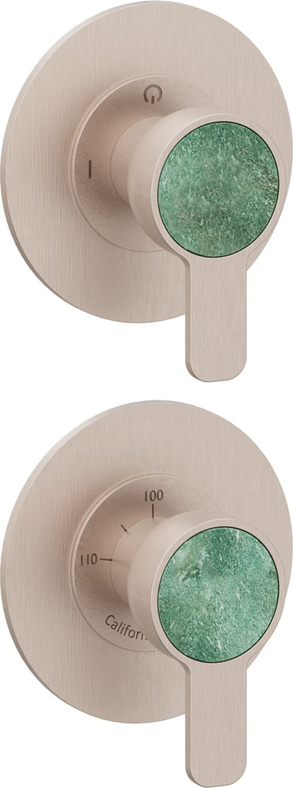 California Faucets Capitola StyleTherm Vista con Control de Una Salida - Placa Doble Rectangular - Níquel Satinado