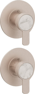 California Faucets Capitola StyleTherm Vista con Control de Una Salida - Placa Doble Rectangular - Níquel Satinado