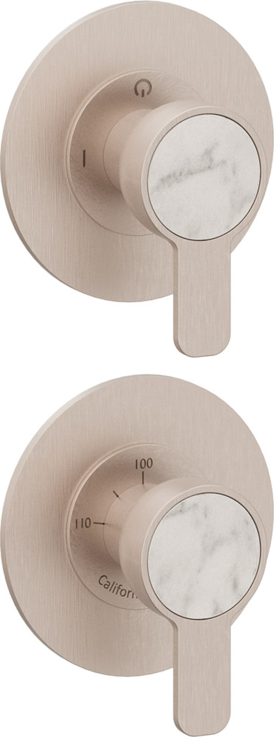California Faucets Capitola StyleTherm Vista con Control de Una Salida - Placa Doble Rectangular - Níquel Satinado