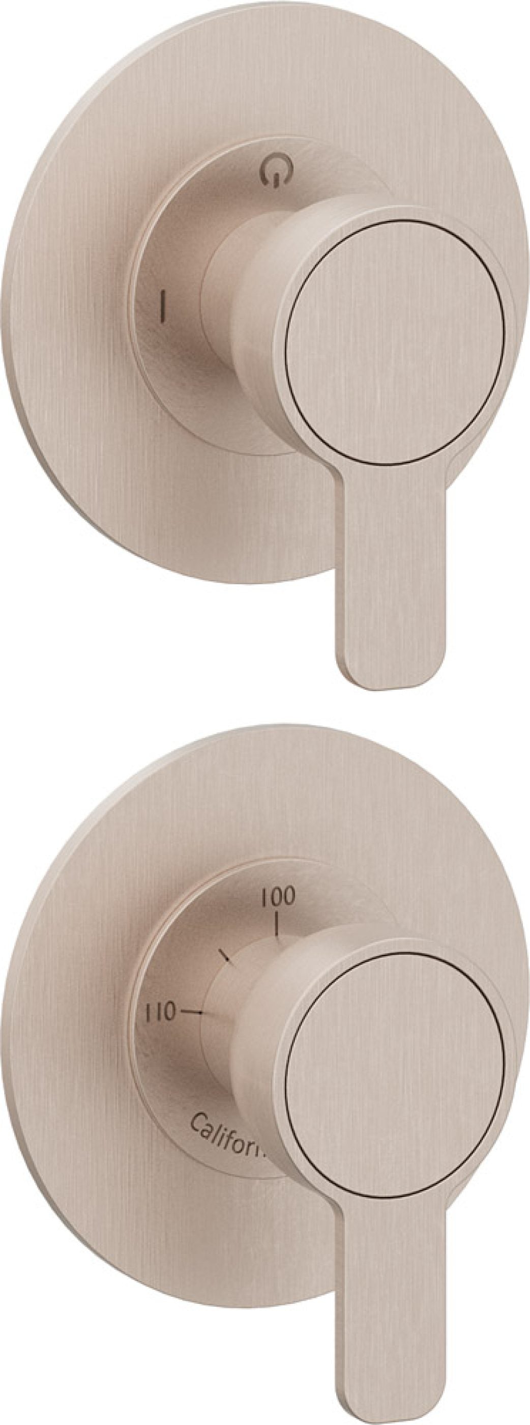 California Faucets Capitola StyleTherm Vista con Control de Una Salida - Placa Doble Rectangular - Níquel Satinado