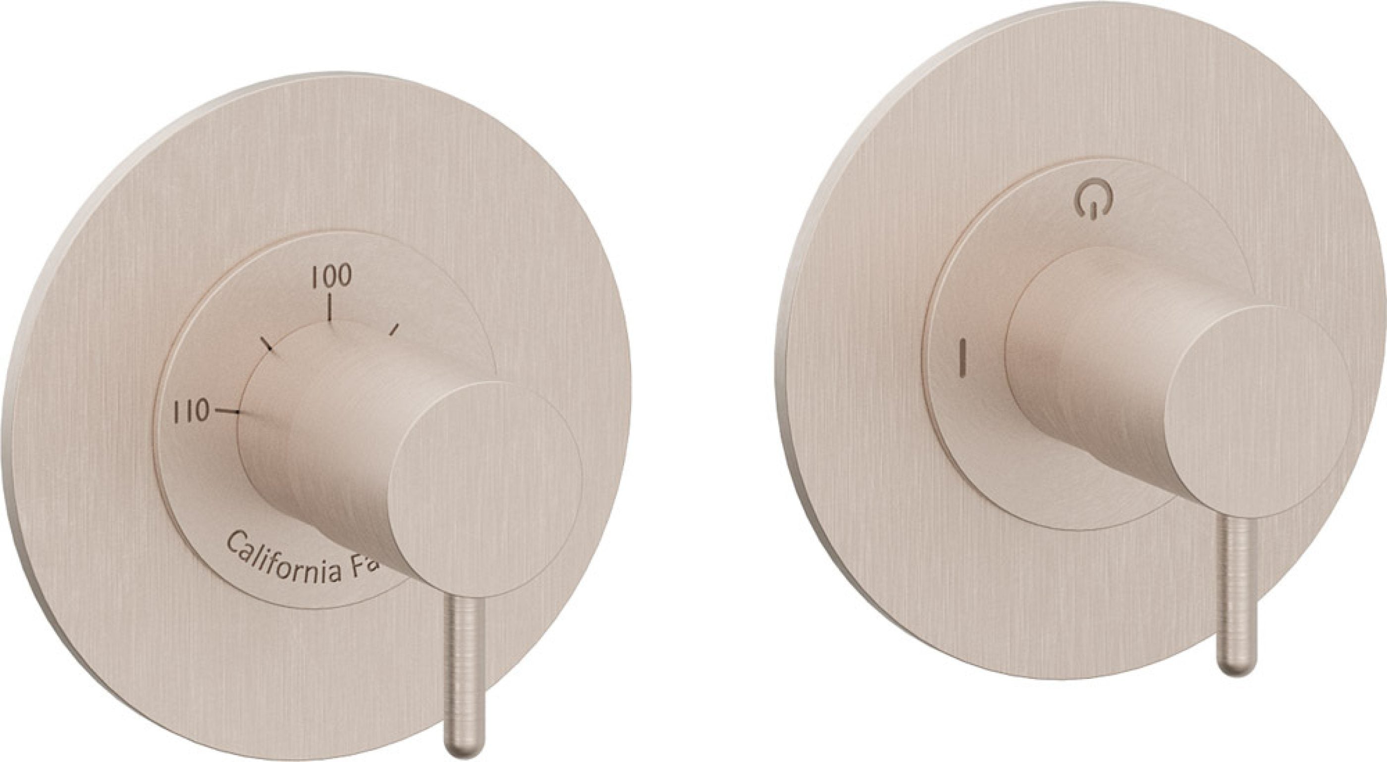 California Faucets Avalon StyleTherm Vista™ - Dos Placas Redondas (4" c/u) - Níquel Satinado