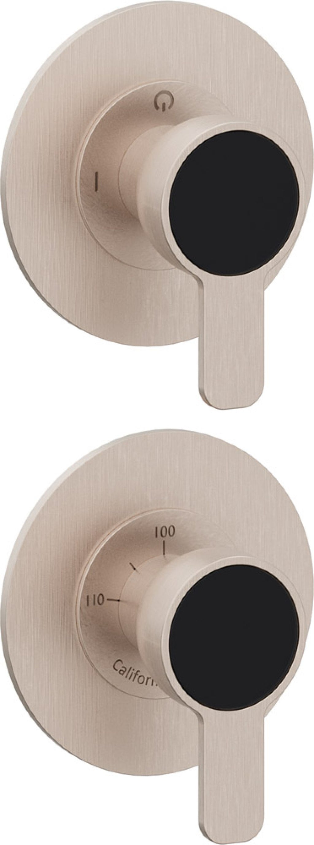 California Faucets Capitola StyleTherm Vista con Control de Dos Salidas - Placa Doble Rectangular - Níquel Satinado