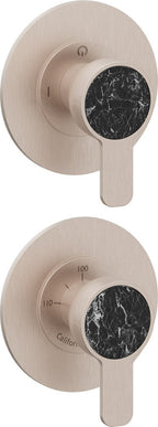 California Faucets Capitola StyleTherm Vista con Control de Dos Salidas y Paro - Placa Doble Rectangular - Níquel Satinado