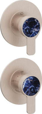 California Faucets Capitola StyleTherm Vista con Control de Dos Salidas - Placa Doble Rectangular - Níquel Satinado