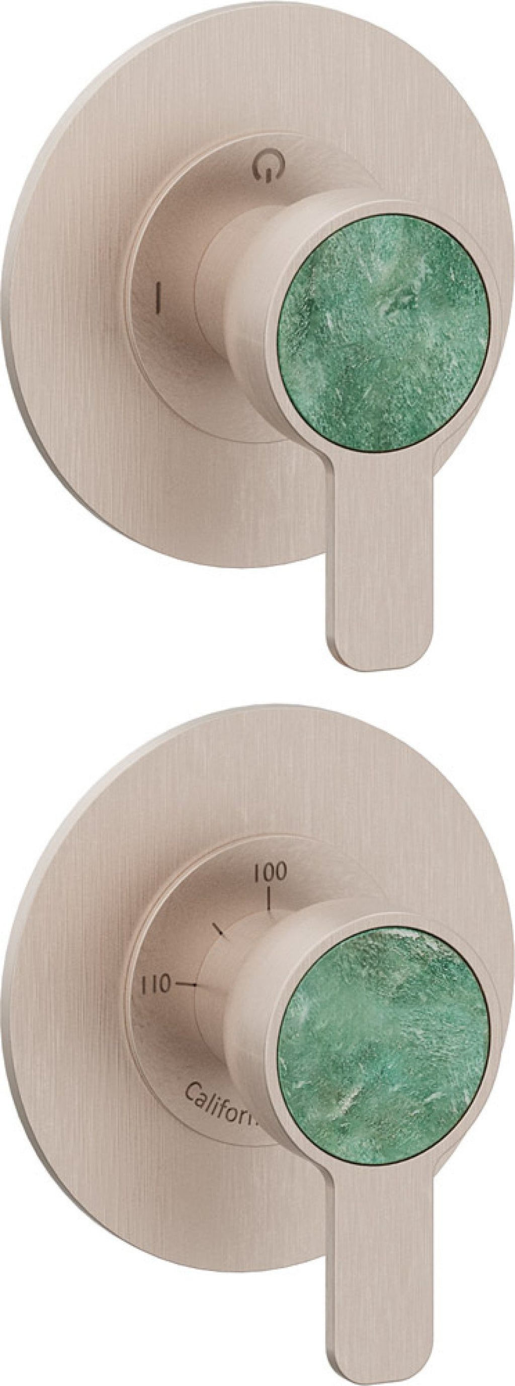 California Faucets Capitola StyleTherm Vista con Control de Dos Salidas - Placa Doble Rectangular - Níquel Satinado