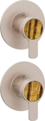 California Faucets Capitola StyleTherm Vista con Control de Dos Salidas y Paro - Placa Doble Rectangular - Níquel Satinado