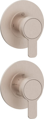 California Faucets Capitola StyleTherm Vista con Control de Dos Salidas - Placa Doble Rectangular - Níquel Satinado