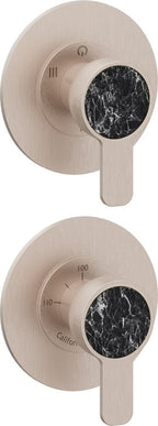 California Faucets Capitola StyleTherm Vista con Control de Tres Salidas - Placa Doble Rectangular - Níquel Satinado