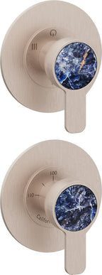 California Faucets Capitola StyleTherm Vista con Control de Tres Salidas y Paro - Placa Doble Rectangular - Níquel Satinado