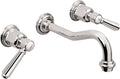 California Faucets Montecito Llave de Lavabo de Pared de Dos Llaves - Cromo Pulido