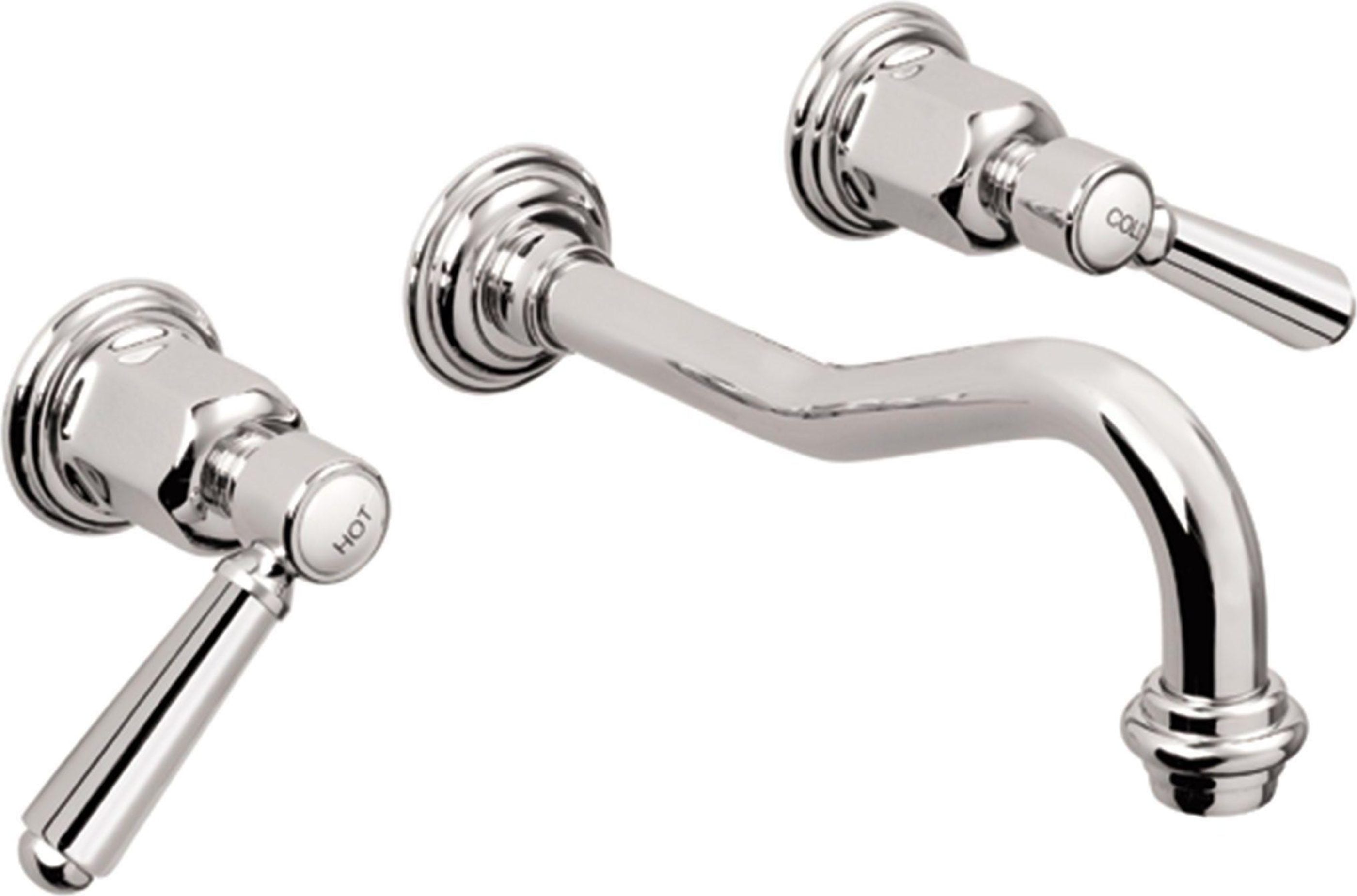 California Faucets Montecito Llave de Lavabo de Pared de Dos Llaves - Cromo Pulido