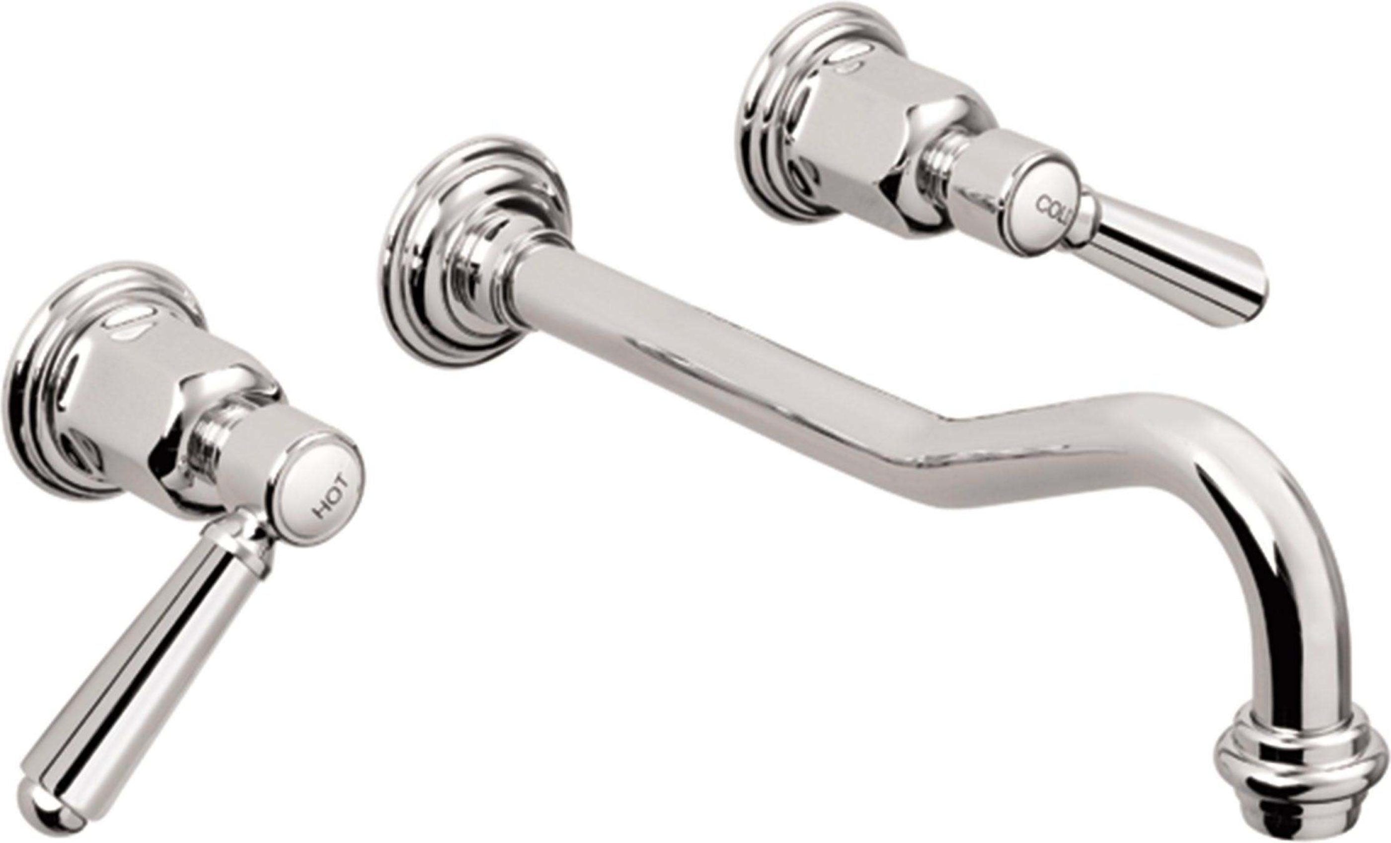 California Faucets Montecito Llave de Lavabo de Pared de Dos Llaves - Cromo Pulido