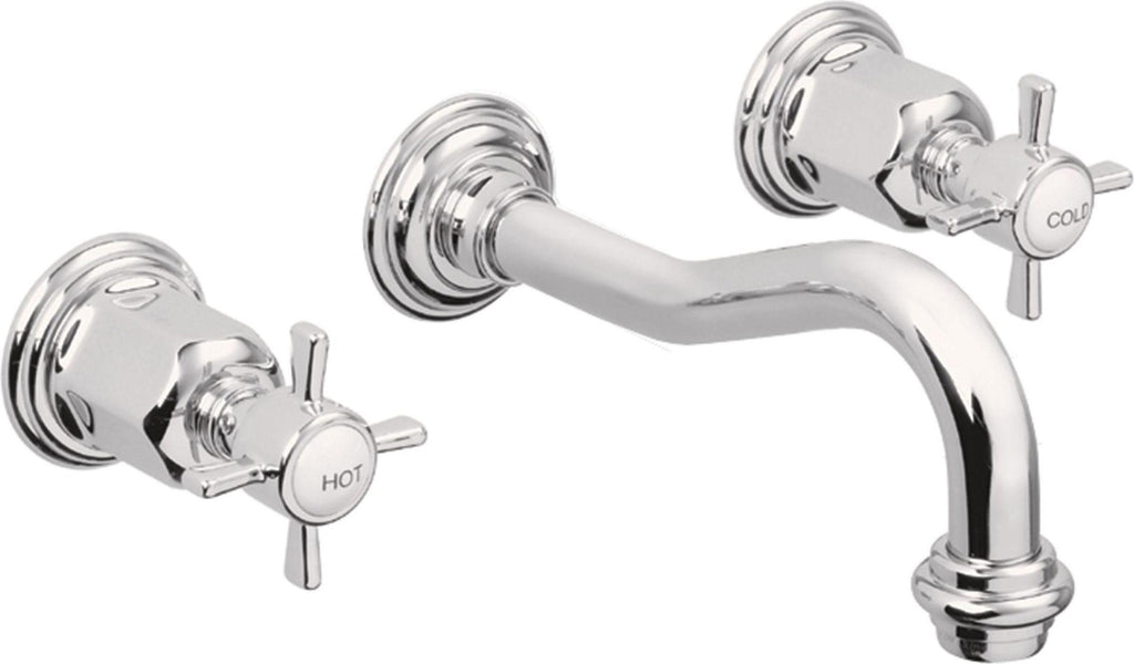 California Faucets Cardiff Llave de Lavabo de Pared de Dos Llaves - Cromo Pulido