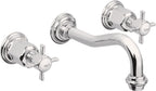 California Faucets Cardiff Llave de Lavabo de Pared de Dos Llaves - Cromo Pulido