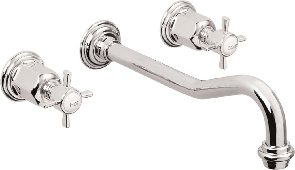 California Faucets Cardiff Llave de Lavabo de Pared de Dos Llaves - Cromo Pulido