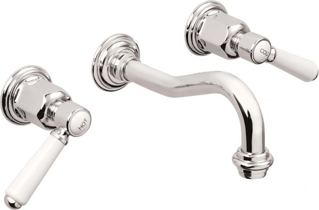 California Faucets Cardiff Llave de Lavabo de Pared de Dos Llaves - Cromo Pulido