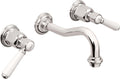California Faucets Cardiff Llave de Lavabo de Pared de Dos Llaves - Cromo Pulido