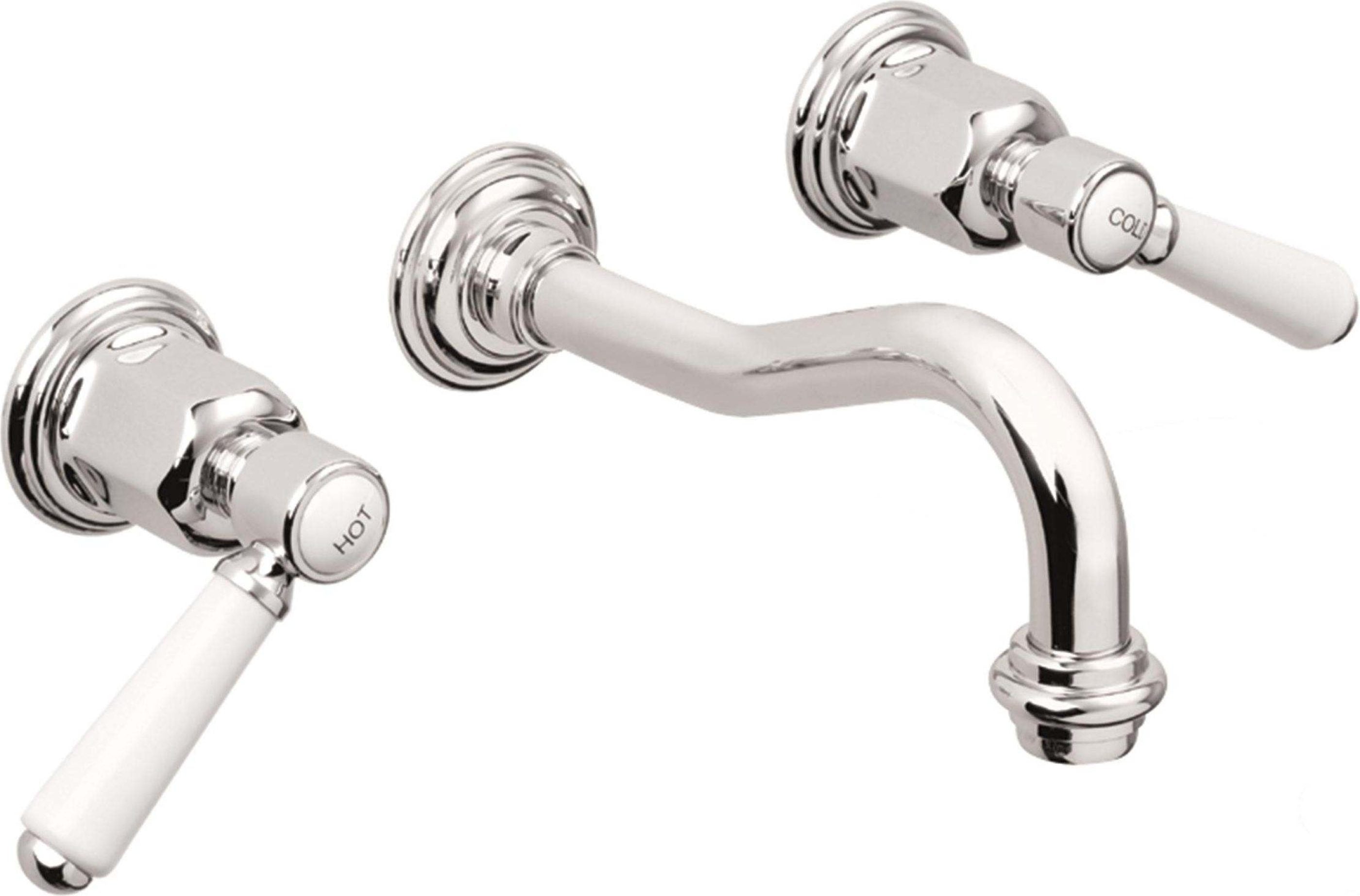 California Faucets Cardiff Llave de Lavabo de Pared de Dos Llaves - Cromo Pulido