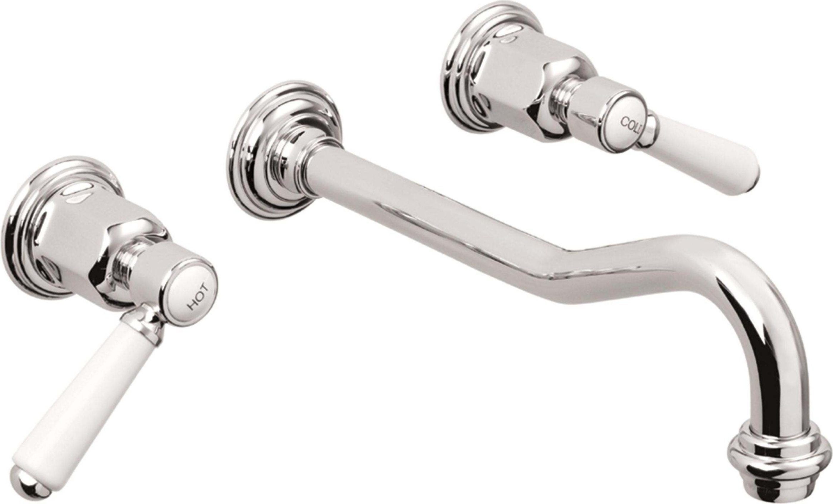 California Faucets Cardiff Llave de Lavabo de Pared de Dos Llaves - Cromo Pulido
