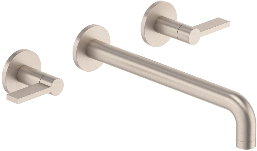 California Faucets Cayucos Llave de Lavabo de Pared de Dos Llaves - Níquel Satinado