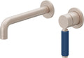 California Faucets Cayucos Llave de Lavabo de Pared de Una Llave - Manija de Porcelana Azul - Níquel Satinado