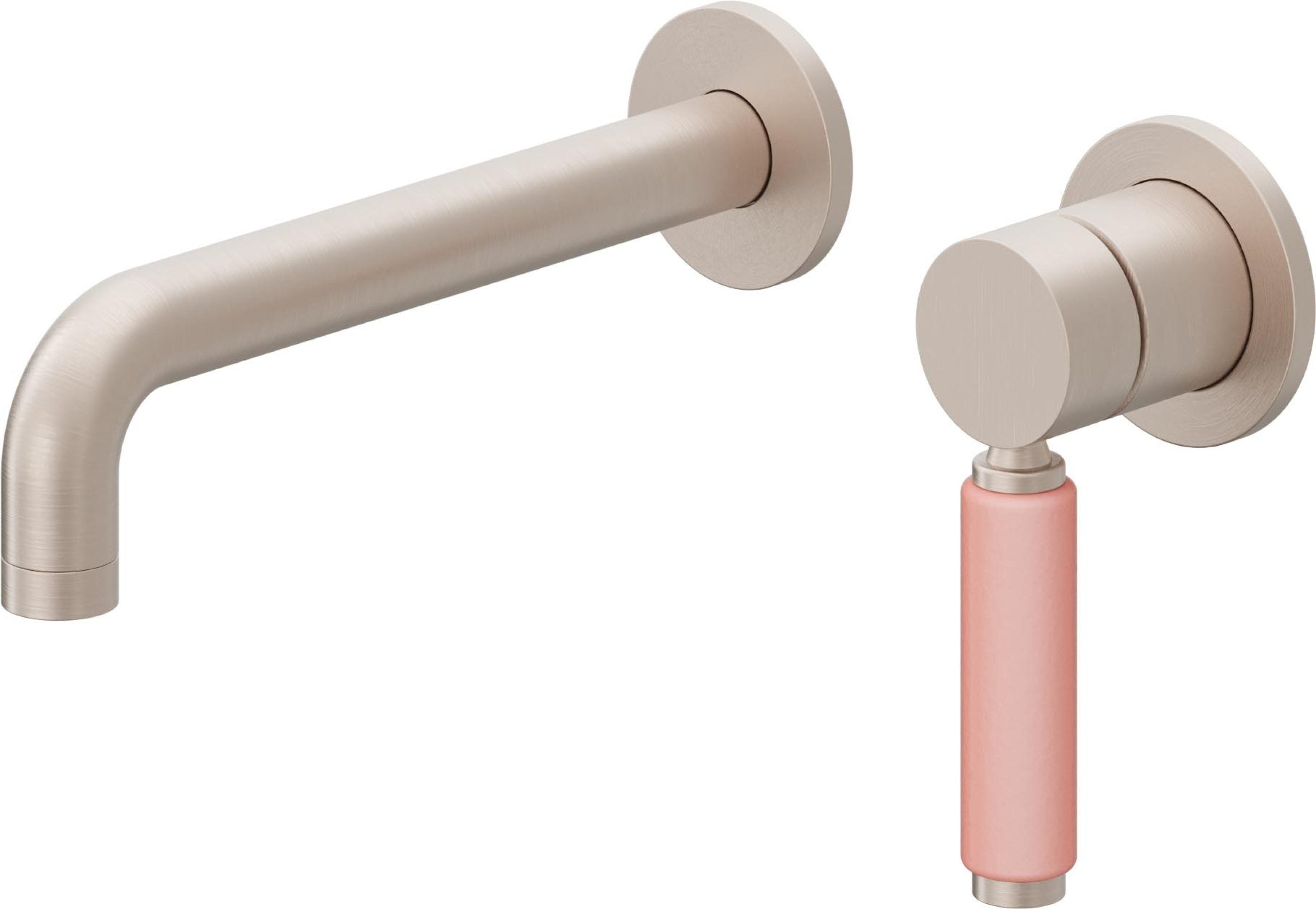California Faucets Cayucos Llave de Lavabo de Pared de Una Llave - Manija de Porcelana Rosa - Níquel Satinado