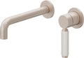 California Faucets Cayucos Llave de Lavabo de Pared de Una Llave - Manija de Porcelana Blanca - Níquel Satinado